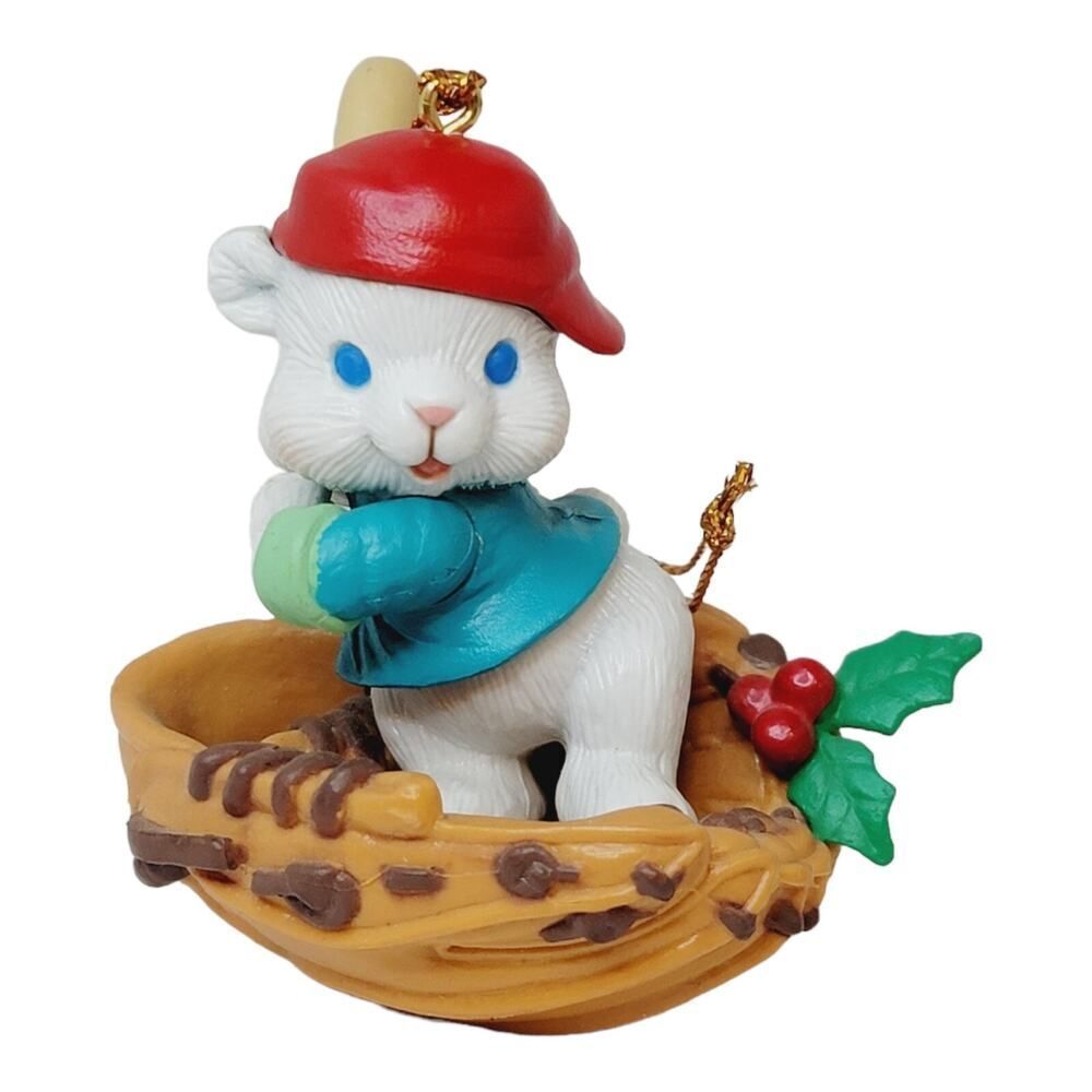 Vintage Rare 1997 Lustre Fame‎ Mouse Playing Baseball Christmas Ornament